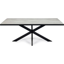 Stalux Eettafel 'Gijs' 200 x 100cm, kleur zwart / beton