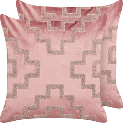 SERGIPE - Sierkussen set van 2 - Roze - 45 x 45 cm - Fluweel