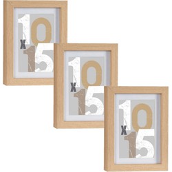 3x stuks houten fotolijst bruin geschikt voor een foto van 10 x 15 cm of 13 x 18 cm - Fotolijsten