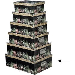 5Five Opbergdoos/box - zwart - L48 x B33.5 x H16 cm - karton - Opbergbox