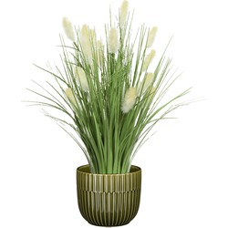 Kunstplant pampasgras - in pot groen - keramiek - H40 cm - Kunstbloemen
