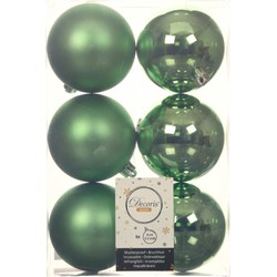 Decoris Kerstballen - 6x st - groen - D8 cm - kunststof - Kerstbal