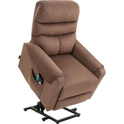tv-stoel met massagefunctie opstahulp afstandsbediening - verwarming elektrisch ligfunctie polyester stof metaal lichtbruin 79 x 97 x 103 cm