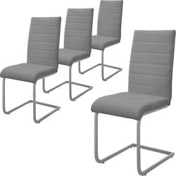 Set van 4 eetkamerstoelen sledemodel met rugleuning grijs kunstlederen bekleding ML-Design