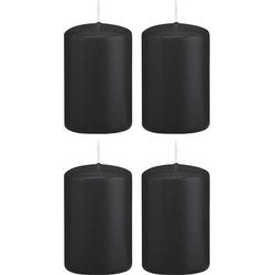 4x Kaarsen zwart 5 x 8 cm 18 branduren sfeerkaarsen - Stompkaarsen