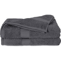Twentse Damast Katoenen 2PACK Handdoeken - 50x100 - Antraciet
