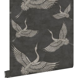 ESTAhome behang kraanvogels donkergrijs - 0,53 x 10,05 m - 139334
