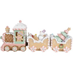 Clayre & Eef Kerstdecoratie Trein 45x12x19 cm Beige Kunststof