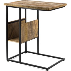 Bijzettafel met Magazinehouder van Mangohout - Bijzettafels - Laptoptafel - Bijzettafeltje Woonkamer - Tafeltje - 48 x 32 x 55 cm