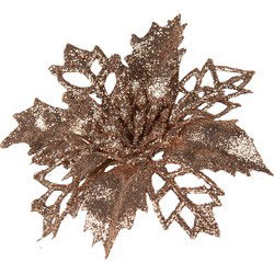 Clayre & Eef Kunstbloem Kerstster Koperkleurig Kunststof