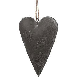 Clayre & Eef Decoratie Hanger Hart Grijs Metaal