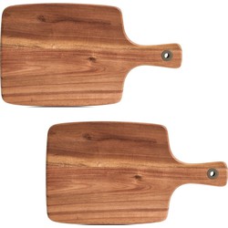 2x Rechthoekige acacia houten snij/serveerplanken 32 cm - Snijplanken
