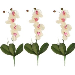 3 Stuks Orchidee kunstbloemen tak wit/roze 44 cm - Kunstbloemen
