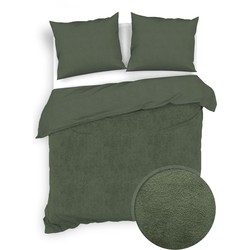 Zo!Home Dekbedovertrek Velluto Racing Green 240 x 200 220 cm + 2 slopen 60 x 70 cm