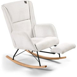 Aemely® Schommelstoel 'Relax' - Wit Ribstof, Blank Hout