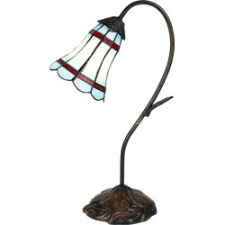 LumiLamp Tiffany Tafellamp  48 cm Blauw Glas Tiffany Bureaulamp