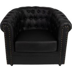 Clayre & Eef Fauteuil met Armleuning Zwart Kunstleer