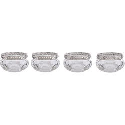 Clayre & Eef Theelichthouder Set van 4  Ø 6x3 cm Glas Metaal Waxinelichthouder