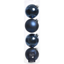 Tubes met 16x donkerblauwe kerstballen van glas 10 cm glans en mat - Kerstbal