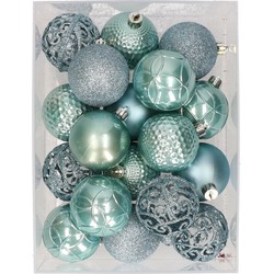 37x stuks kunststof kerstballen spa blauw 6 cm - Kerstbal