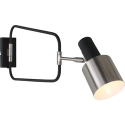 Moderne Wandlamp - Anne Light & Home - Metaal - Modern - E27 - L: 43cm - Voor Binnen - Woonkamer - Eetkamer - Zwart