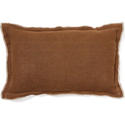 Kave Home - Linnen kussenhoes Sagi in beige en bruin 30 x 50 cm