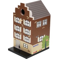 Pro Garden Vogelhuisje - grachtenpand design - hout - donkerbruin - 15 x 12 x 23 cm- nestkastje - Vogelhuisjes