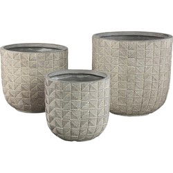 PTMD Bloempot Suguna - 44x44x43 cm - Magnesium - Grijs - Set van 3