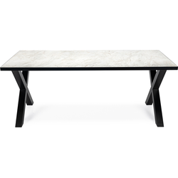 Stalux Eettafel 'Roos' 180 x 100cm, kleur zwart / wit marmer