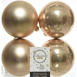 Decoris Kerstballen - 4x st - donker champagne - D10 cm - kunststof - Kerstbal