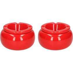 2x stuks ronde asbakken rood 11 cm - Asbakken