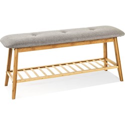 HakuShop Schoenenrek - Grijs - Bamboe hout- bankje - 100x44x30cm