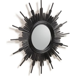 Kave Home - Marelli zwarte rotan spiegel, Ø 70 cm