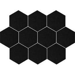 QUVIO Vilten memobord hexagon set van 10 - Zwart