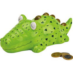 Spaarpot krokodil van keramiek groen (B/H/D) 22x8x11cm