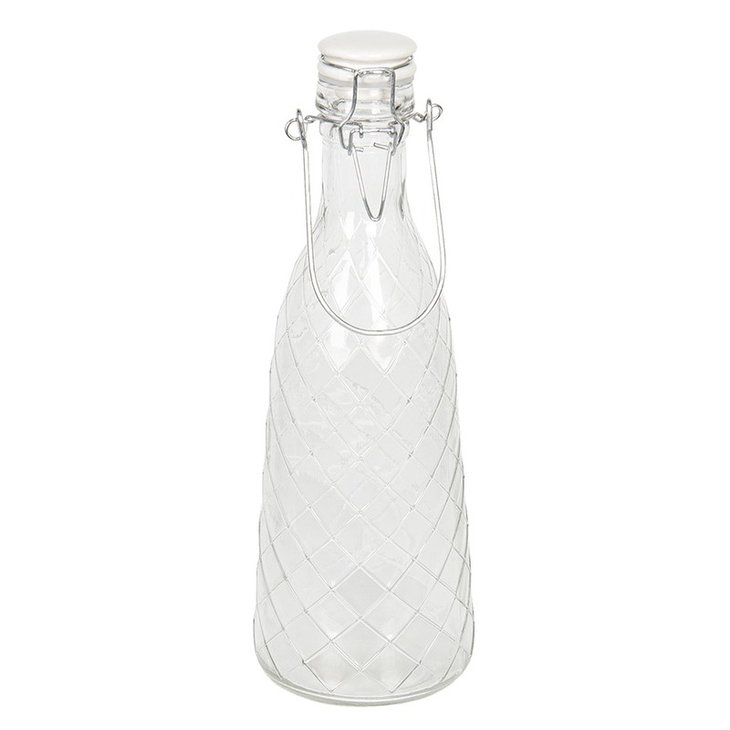 Clayre & Eef Glazen Fles 1000 ml Glas Ruiten Waterfles - 