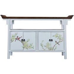 Fine Asianliving Chinese Dressoir Handpainted White Tibetan Inspired