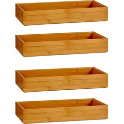 4x Stuks Kast/lade/make-up organizers bamboe hout bakje 30 x 15 x 5 cm - Make-up dozen