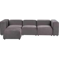 Beliani FALSTERBO - Modulaire Sofa-Grijs-Fluweel