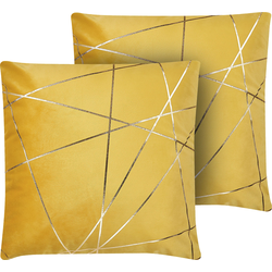 PINUS  - Sierkussen set van 2 - Geel - 45 x 45 cm - Fluweel