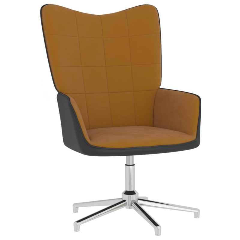 Prolenta Premium Relaxstoel fluweel en PVC bruin - 
