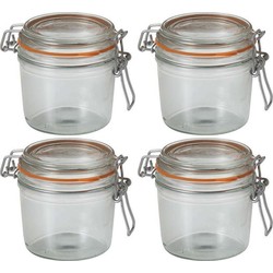 4x Luchtdichte weckpotten transparant glas 350 ml - Weckpotten