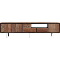 DTP Home TV stand Metropole extra large, 3 doors, 3 drawers, open rack,60x235x40 cm, recycled teakwood