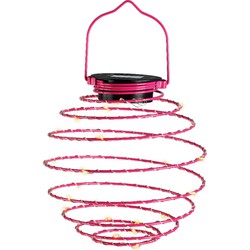 Lumineo Hanglamp - solar verlichting - fuchsia roze - D16 cm - metaal - tuinverlichting - Buitenverlichting