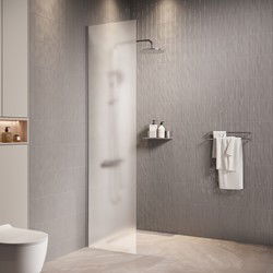 Badplaats Douchewand Florida 40 x 200 cm - Chroom – Inloopdouche 8 mm met Melkglas