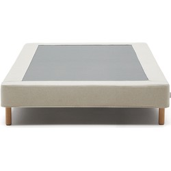 Kave Home - Bedbodem Ofelia met afneembare beige bekleding en massief beukenhouten poten voor een matr