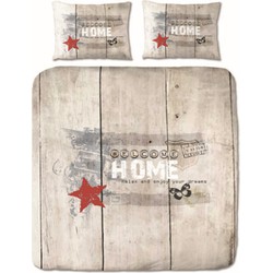 The Cotton Collection - Dekbedovertrek - Welcome Home - 140x200/220+1*60x70 cm - Rood