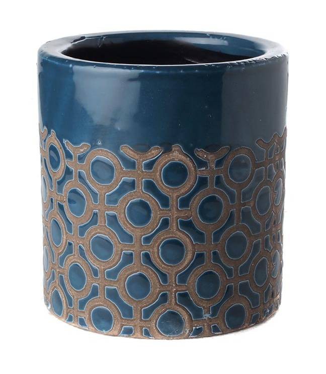 Fine Asianliving Pot Rond Donkerblauw Dots - 