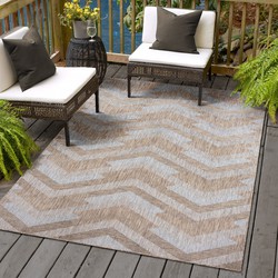 Tapijtenloods Uni Binnen en Buiten Vloerkleed Solid Outdoor Laagpolig Tapijt Bruin Beige- 200x290 CM