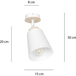 Salo witte plafondlamp wit en hout 1x E27